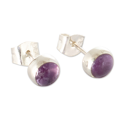 Classic Sterling Silver Stud Earrings with Amethyst Stones