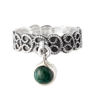 Classic Charm Ring with Natural Chrysocolla Cabochon