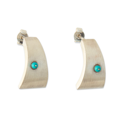 Modern Sterling Silver Drop Earrings with Recon Turquoises
