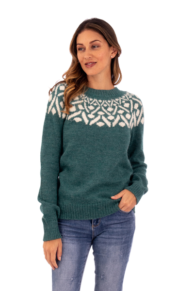 Jade and Ivory 100% Alpaca Pullover Sweater from Peru