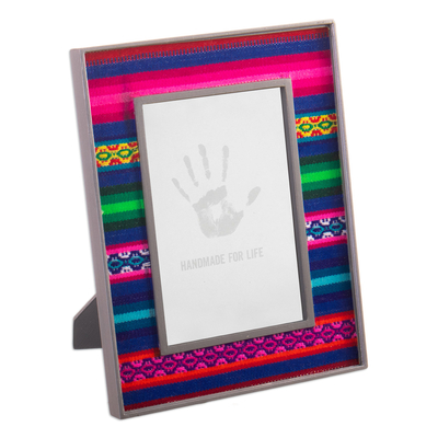 Wood Glass Photo Frame with Geometric Andean Textile (4x6)