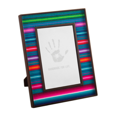 Wood Glass Photo Frame with Striped Andean Textile (4x6)