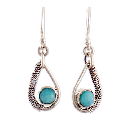 Drop-Shaped Dangle Earrings with Natural Amazonite Jewels