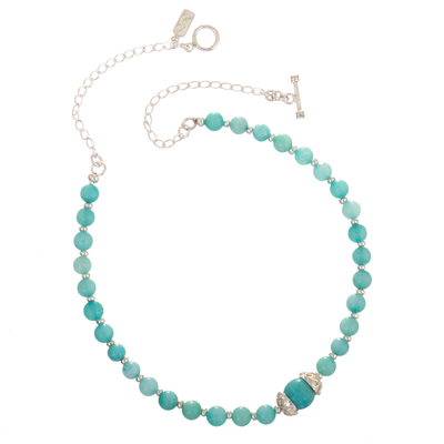 Sterling Silver and Amazonite Beaded Pendant Necklace