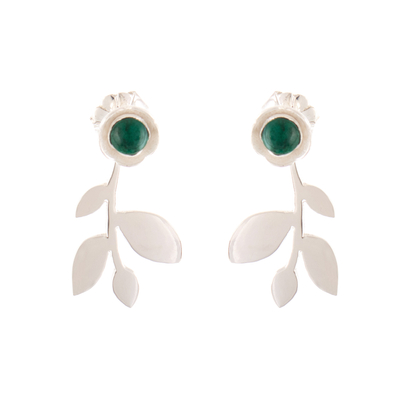 925 Silver and Chrysocolla Leaf Double-Sided Stud Earrings