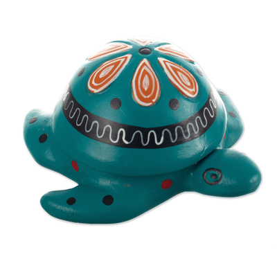 Hand-Painted Green Ceramic Turtle Tealight Candleholder