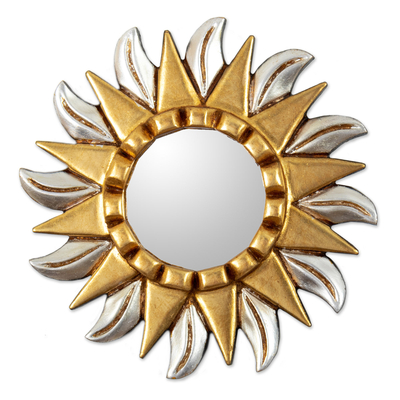 Gilded Bronze and Aluminum Wood Sunflower Wall Mirror