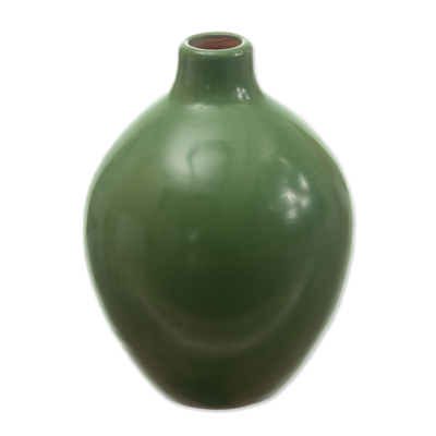 Green Chulucanas Ceramic Decorative Vase Handmade in Peru