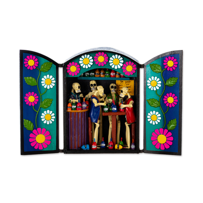 Hand-Painted Ceramic Day of the Dead Style Retablo from Peru