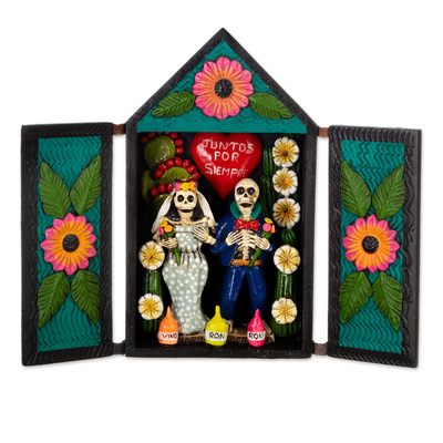 Day of the Dead Style Afterlife Wedding Ceramic Retablo