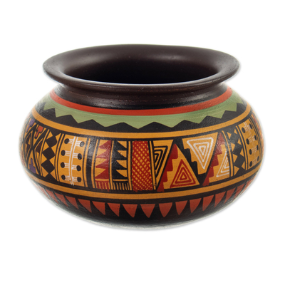 Traditional Ceramic Decorative Vase with a Geometric Pattern