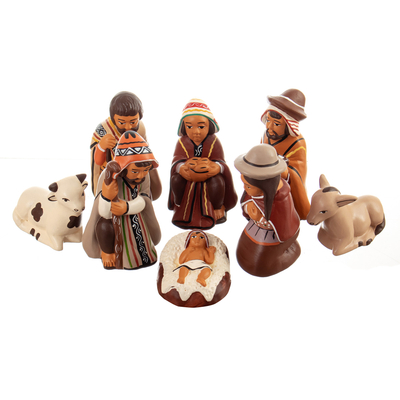 Hand-Painted Traditional Ceramic Andean Nativity Scene