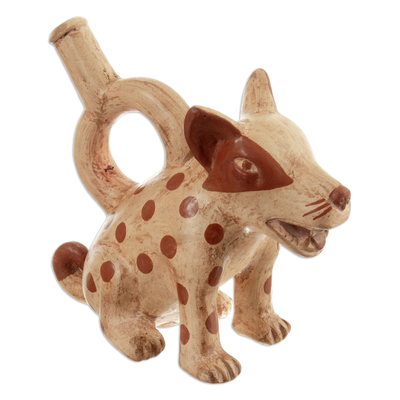 Decorative Dog Ceramic Vessel in Peruvian Mochica Style