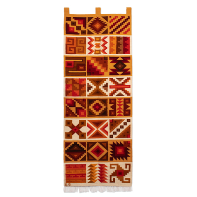 Inca-Inspired Loomed Geometric Wool Tapestry from Peru