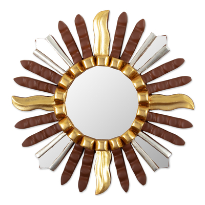 Star-Inspired Wood Wall Mirror with Bronze & Aluminum Leaf