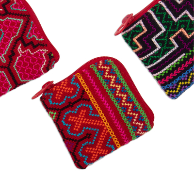 Hand-Woven and Embroidered Cotton Coin Purse from Peru