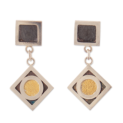 22k Gold-Accented Diamond-Shaped Dangle Earrings from Peru