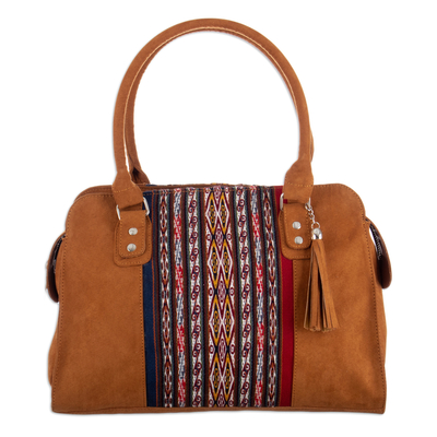 Spice Cotton Handle Bag with Inca-Inspired Wool Accent