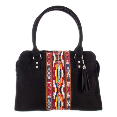 Cotton Handle Bag with Hand-Woven Inca-Themed Wool Accent