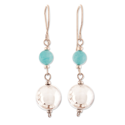 High-Polished Sterling Silver and Amazonite Dangle Earrings