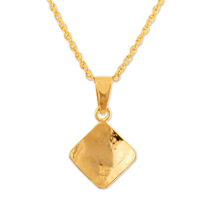 Modern Diamond-Shaped 18k Gold-Plated Pedant Necklace