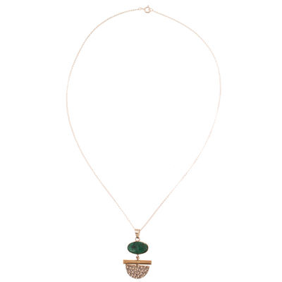 Modern 18k Gold-Plated Natural Chrysocolla Pendant Necklace