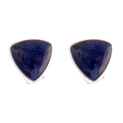 High-Polished Natural Sodalite Stud Earrings from Peru