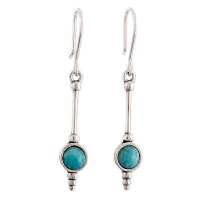 Art Deco-Inspired Sterling Silver Amazonite Dangle Earrings