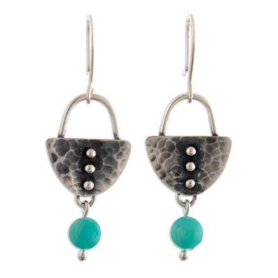Oxidized and Polished Natural Amazonite Dangle Earrings