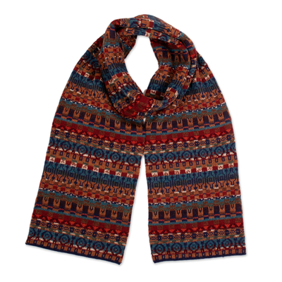 Multicolored Scarf Knitted from 100% Alpaca in Peru