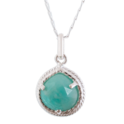Sterling Silver Necklace with Faceted Amazonite Pendant