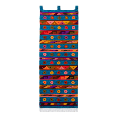 Inca-Inspired Handloomed Colorful Wool Tapestry from Peru