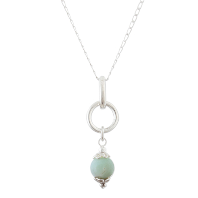 Modern Silver Pendant Necklace with Andean Opal Stone