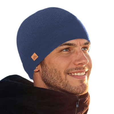 Unisex Soft Alpaca Blend Knit Hat in Indigo Blue