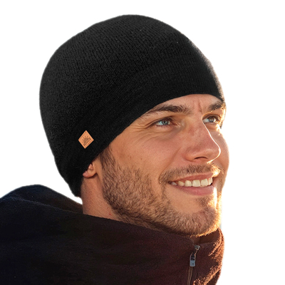 Unisex Soft Alpaca Blend Knit Hat in Onyx Black