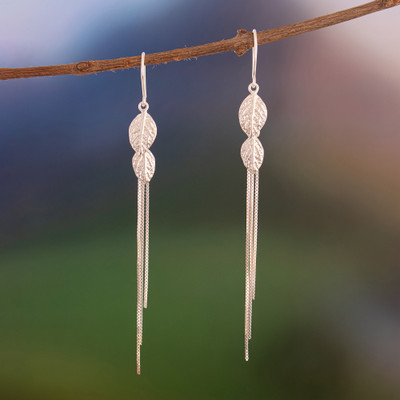 Andean-Made Sylvan-Themed Sterling Silver Waterfall Earrings