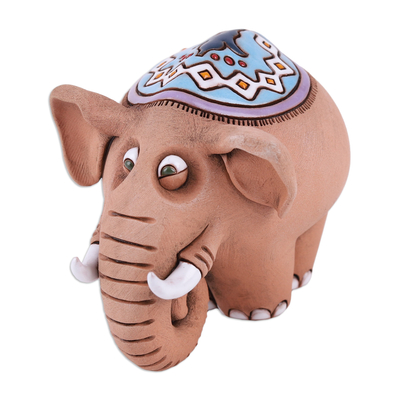Elephant Ceramic Figurine Made Painted by Hand in Uzbekistan