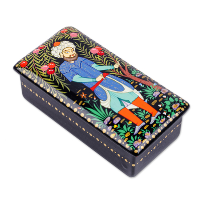 Traditional Painted Walnut Wood Jewelry Box from Uzbekistan