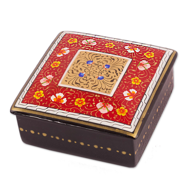 Lacquered & Gilded Wood Jewelry Box with Hand-Painted Motifs