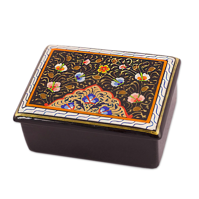 Hand-Painted Lacquered & Gilded Floral Wood Jewelry Box