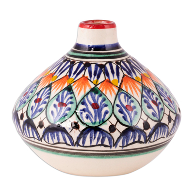 Colorful Glazed Ceramic Vase Hand-Painted in Uzbekistan