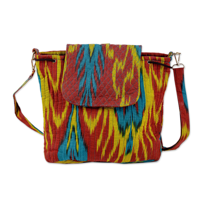 Ikat Quilted Adras Fabric Backpack Made in Uzbekistan