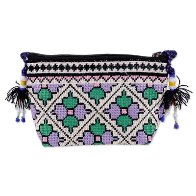 Iroki Embroidered Floral Sling in Purple and Green Hues