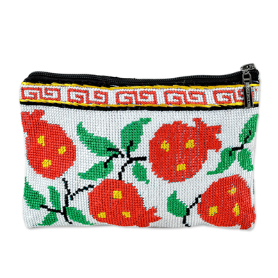 Iroki Embroidered Pomegranate Cosmetic Bag