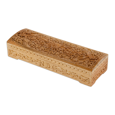 Hand-Carved Traditional Walnut Wood Jewelry Box