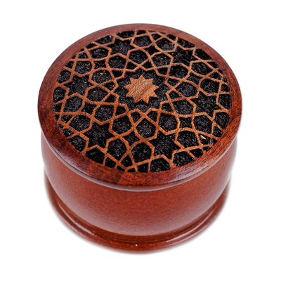 Handcrafted Star-Patterned Mini Walnut Wood Ring Box