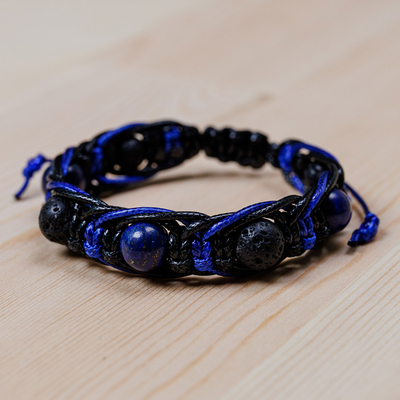 Lapis Lazuli & Stone Beaded Macrame Shambhala Style Bracelet