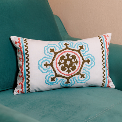 Colorful Hand-Embroidered Suzani Cotton Cushion Cover