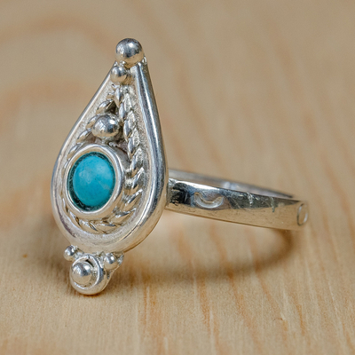 Polished Classic Recon Turquoise Drop-Shaped Cocktail Ring