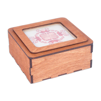 Armenian Handmade Wood Jewelry Box with Embroidered Motif